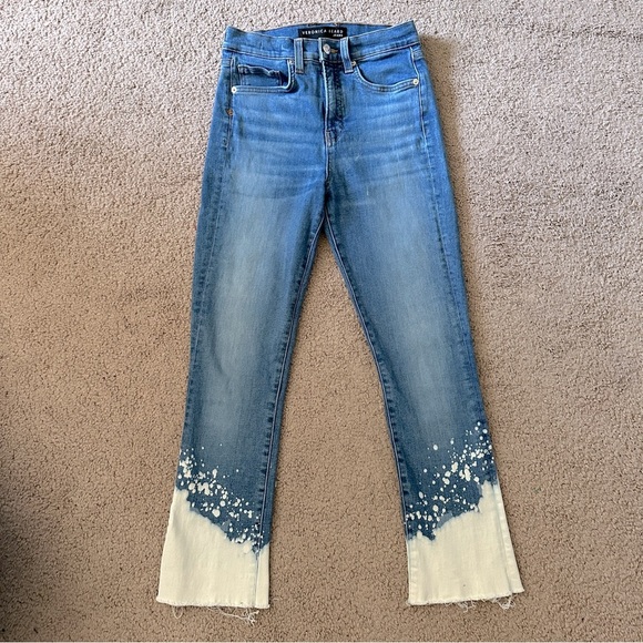 VERONICA BEARD Carly High-rise Jeans Bleach Splatter in Lava Stone Denim 26 / 2 - Picture 4 of 12